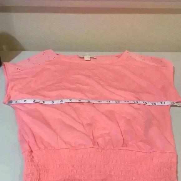 NWT Michael Michael Kors Blush Eyelet Shoulder Crop Top w/Wide Elastic Band XS - Picture 8 of 8